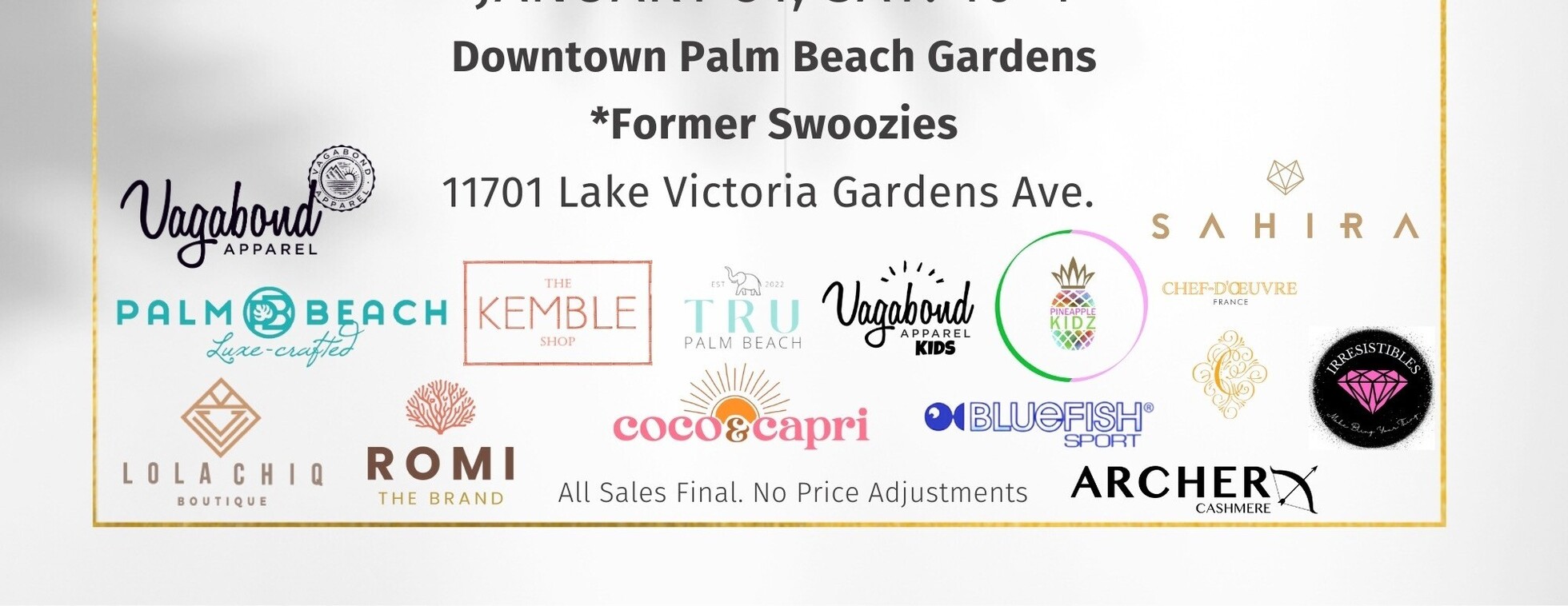 Palm Beach Boutique Warehouse Sale January 30, 2026